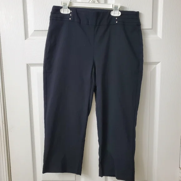 JM Collection Women's Petite Stretch Black Cropped Pants Medium - Picture 1 of 5